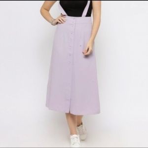 NWT Forever 21 black suspender button down skirt